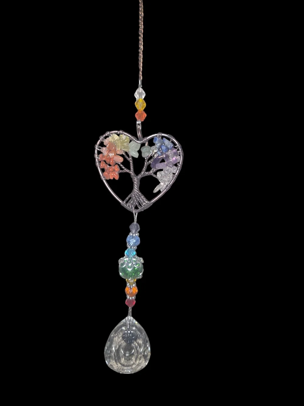Heart Tree of Life Rainbow Crystal Suncatcher